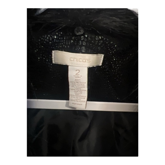 Chico’s Faux Fur Lined Suede Metallic Blazer Size 2 RA1 - Picture 2 of 4